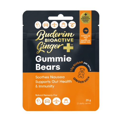 Buderim Ginger - Gummie Bears With A Kick 25g travel pack